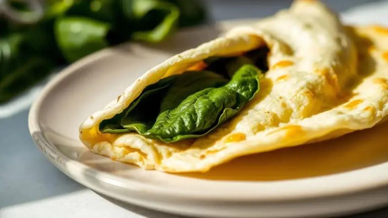 Omelete de claras com espinafre